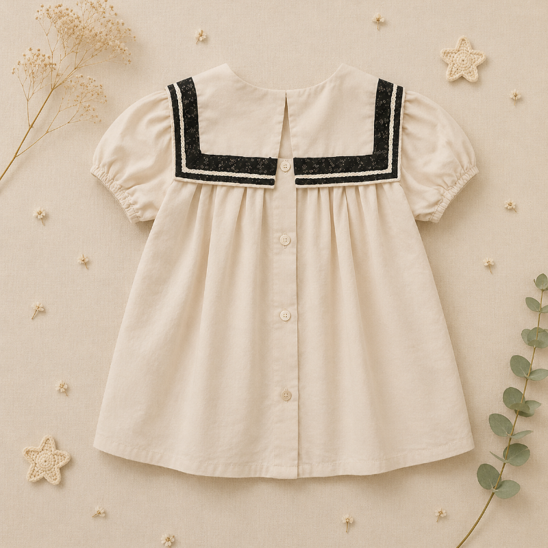 Sailor Top – Elegant & comfortable – Shirt with lace details and puff sleeves