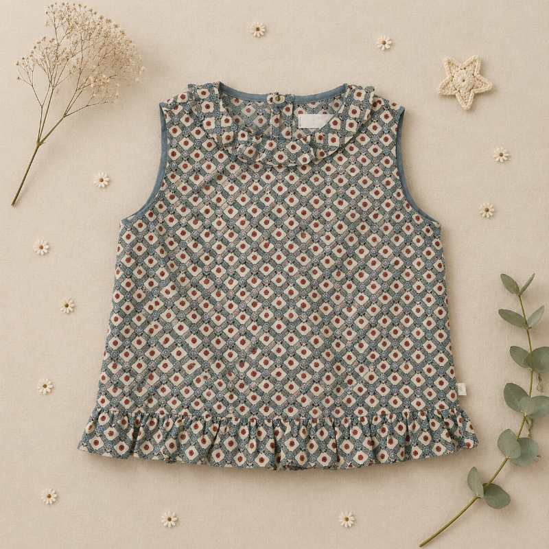 Matching Set – Comfortable & Daisy Print – Bloomers, Skirt & Blouse
