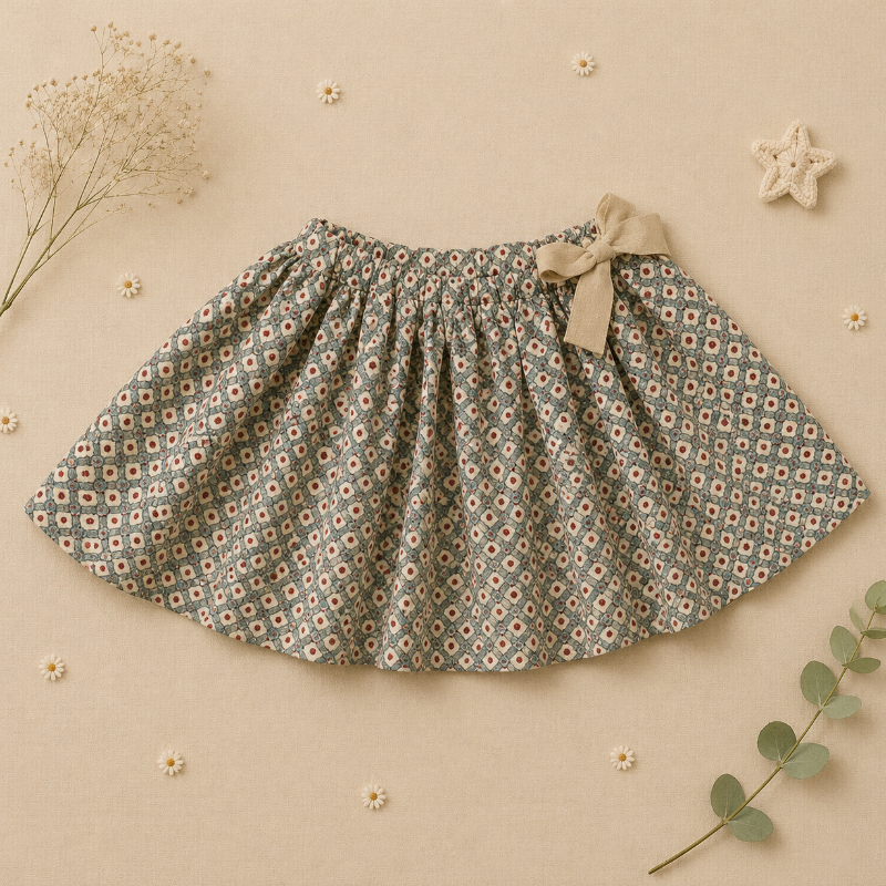 Matching Set – Comfortable & Daisy Print – Bloomers, Skirt & Blouse