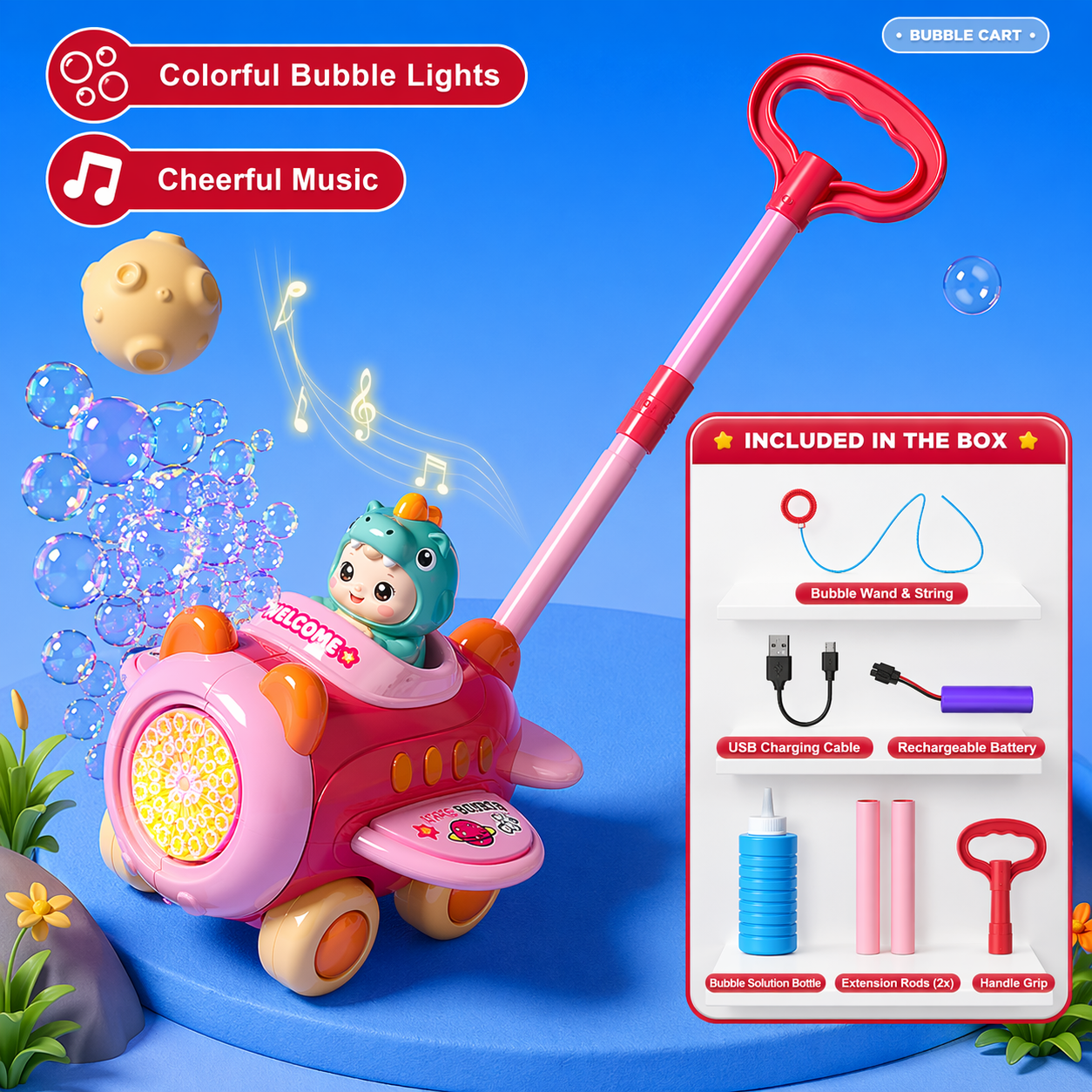 Bubble Blower – Fun & Playful – Bubble Blower Push Cart