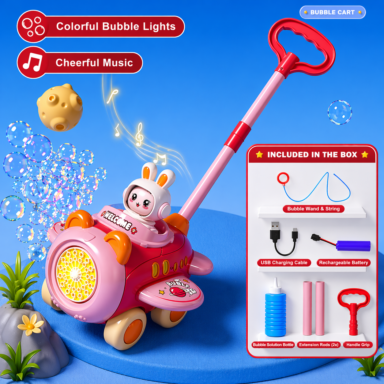 Bubble Blower – Fun & Playful – Bubble Blower Push Cart