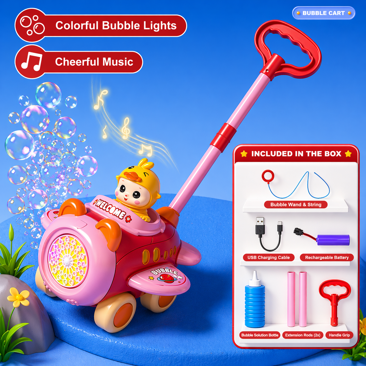 Bubble Blower – Fun & Playful – Bubble Blower Push Cart