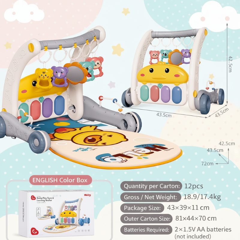 Step & Play – Interactive & Safe – 3-in-1 Walker & Baby Gym