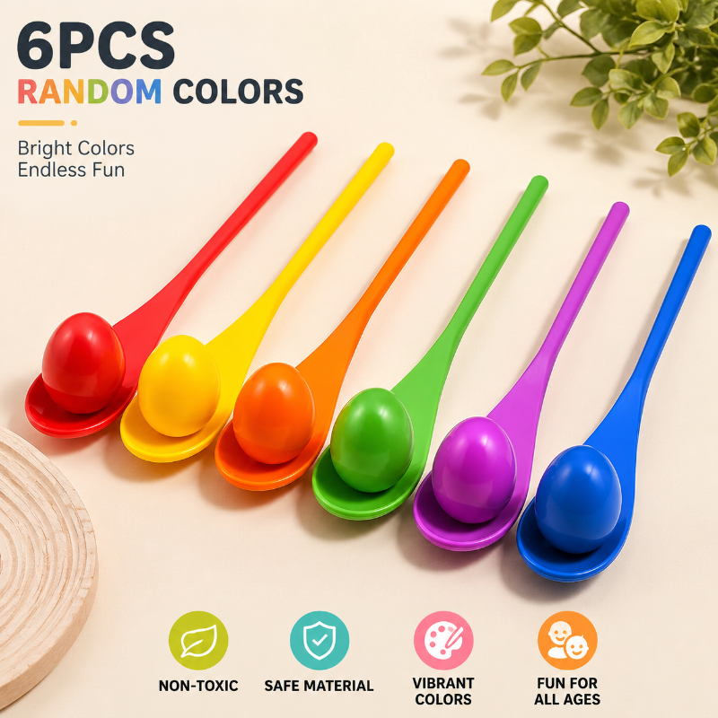 Wooden Egg Spoon Game – Motor Skills & Learning – Egg Race Balance Game