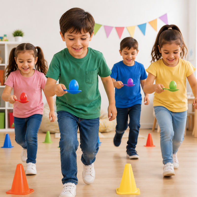 Wooden Egg Spoon Game – Motor Skills & Learning – Egg Race Balance Game