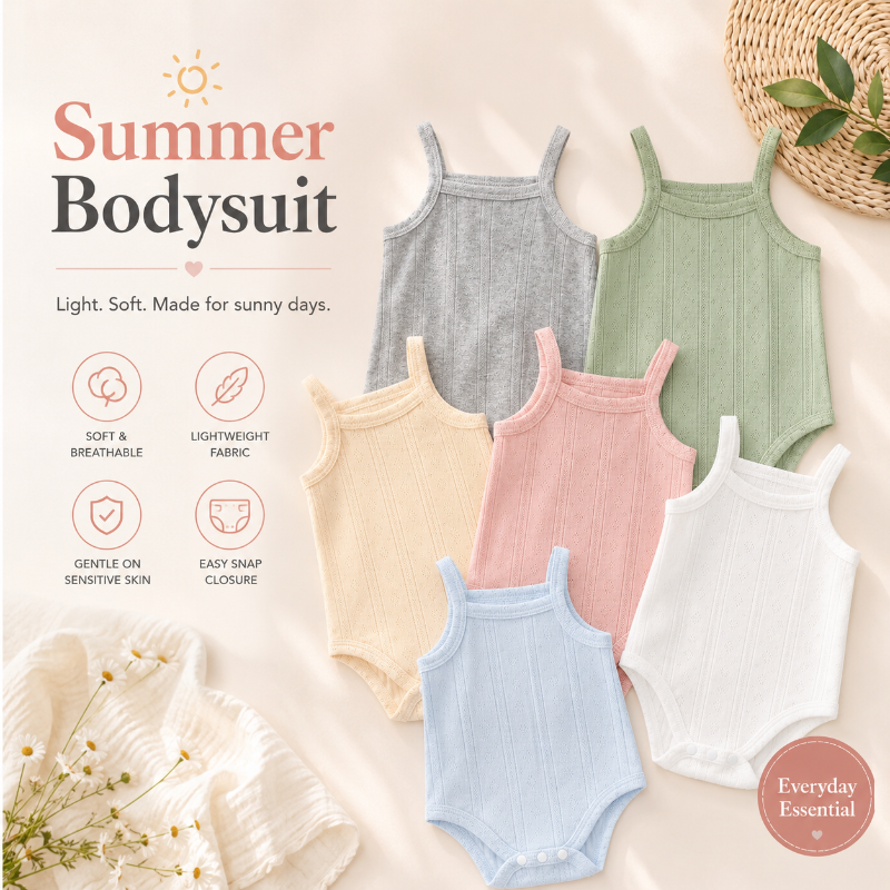 Summer Bodysuit – Lightweight & Comfortable – Knitted Baby Romper
