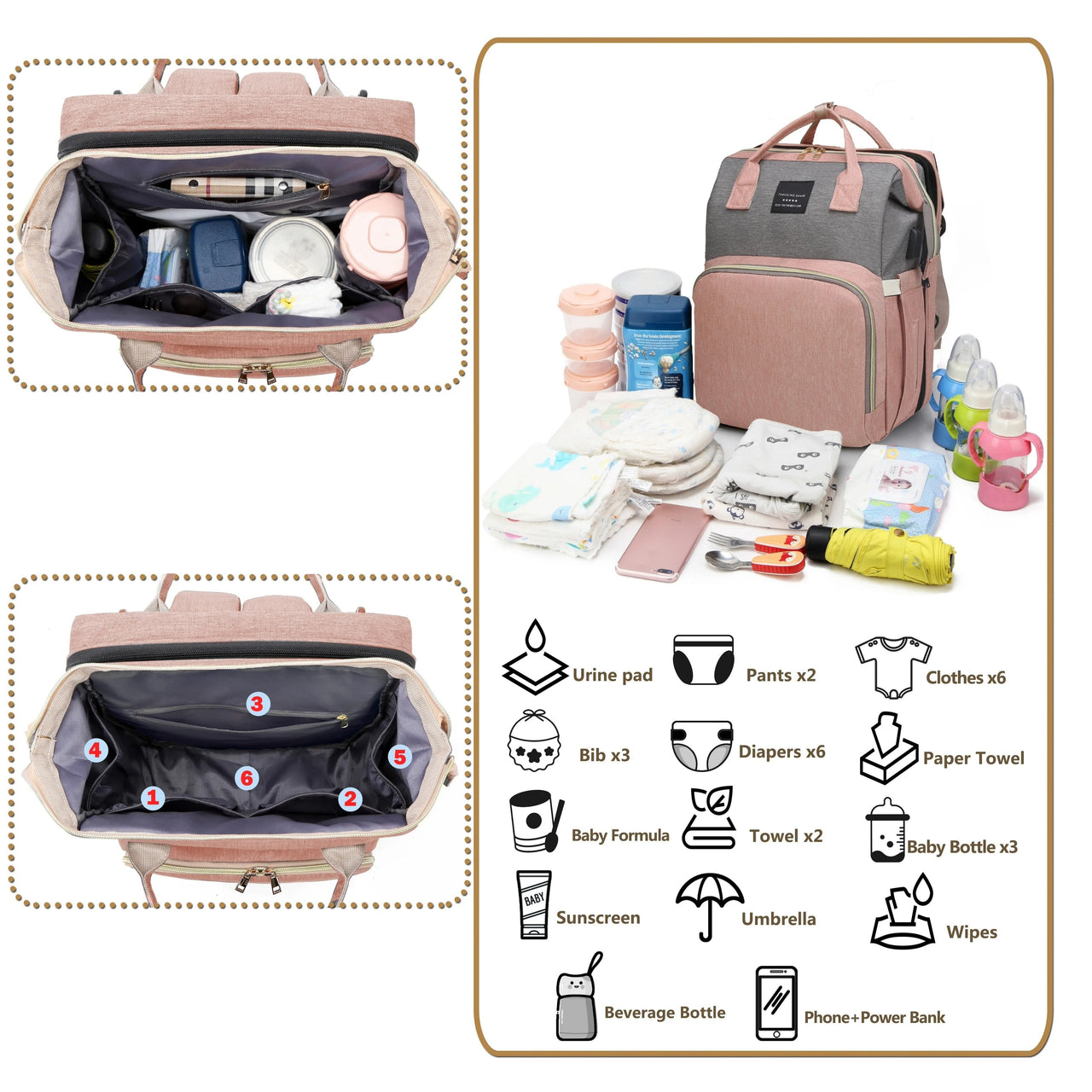 Nuvella Baby – Always Prepared – Multifunctional Diaper Bag with Bed