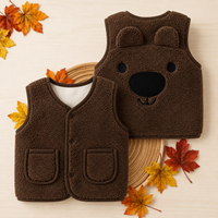 Thumbnail for Baby Bear Fleece Vest – Warm & Soft – Kids' Bear Cardigan