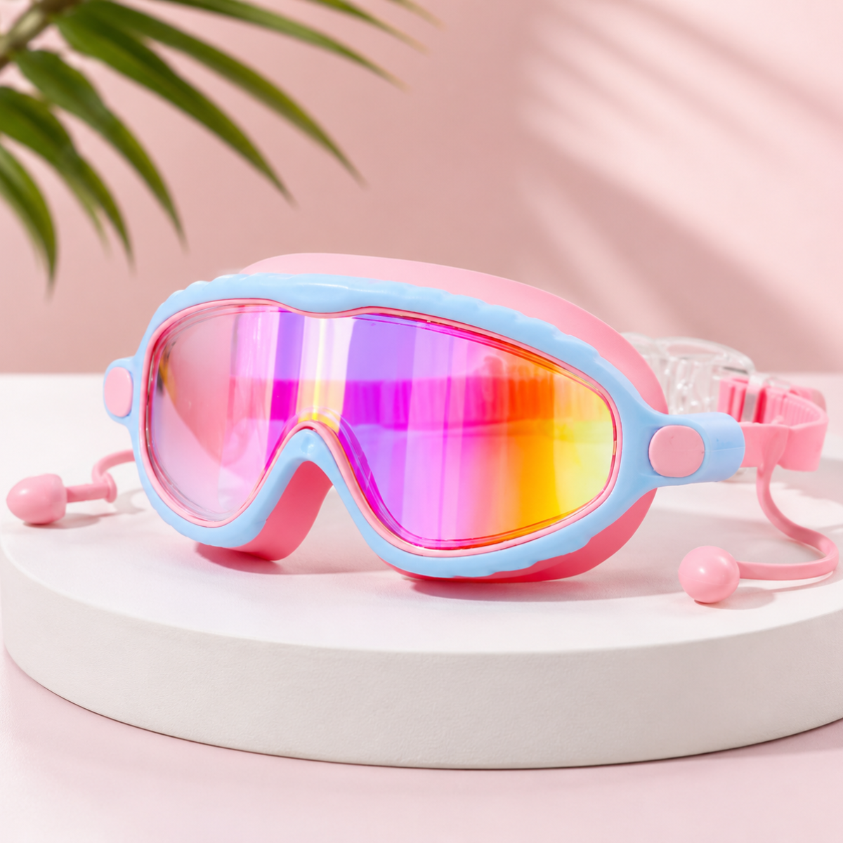 AquaVision – Adjustable anti-fog and UV protection – Silicone swimming goggles with earplugs