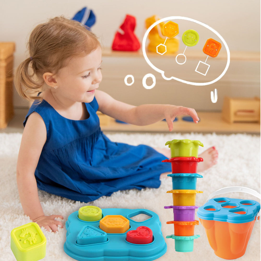SmartSort – Motor Skills & Educational – Stacking Cups with Shapes Sorting Game