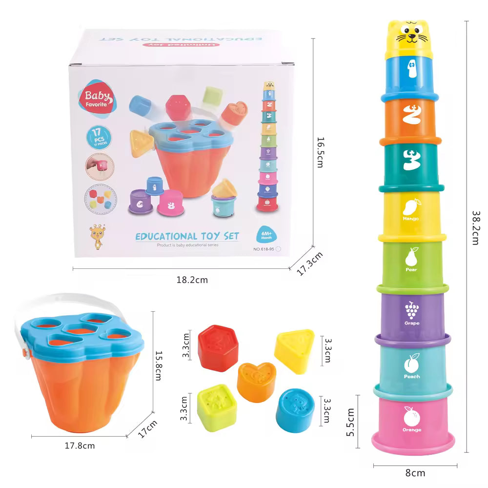 SmartSort – Motor Skills & Educational – Stacking Cups with Shapes Sorting Game