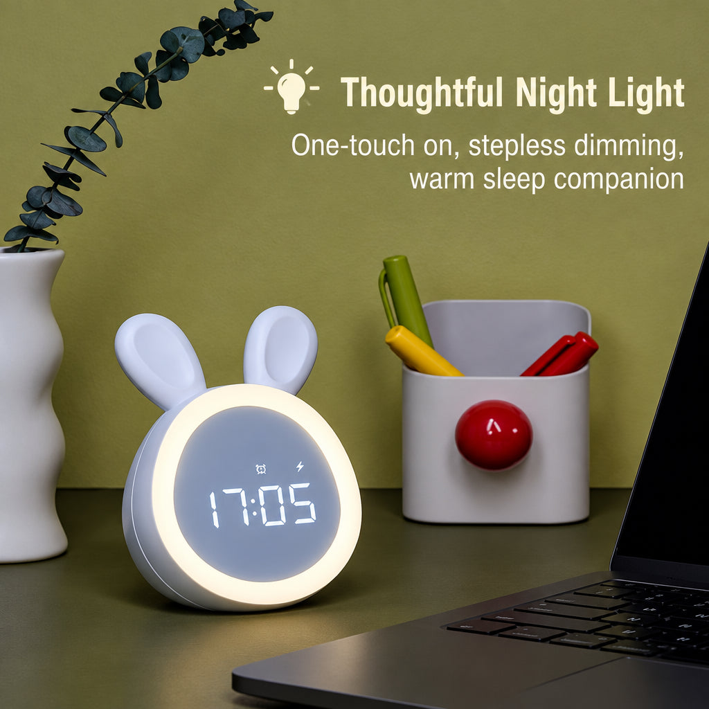 BunnyGlow – Cute & Practical – Digital Kids' Alarm Clock with Night Light