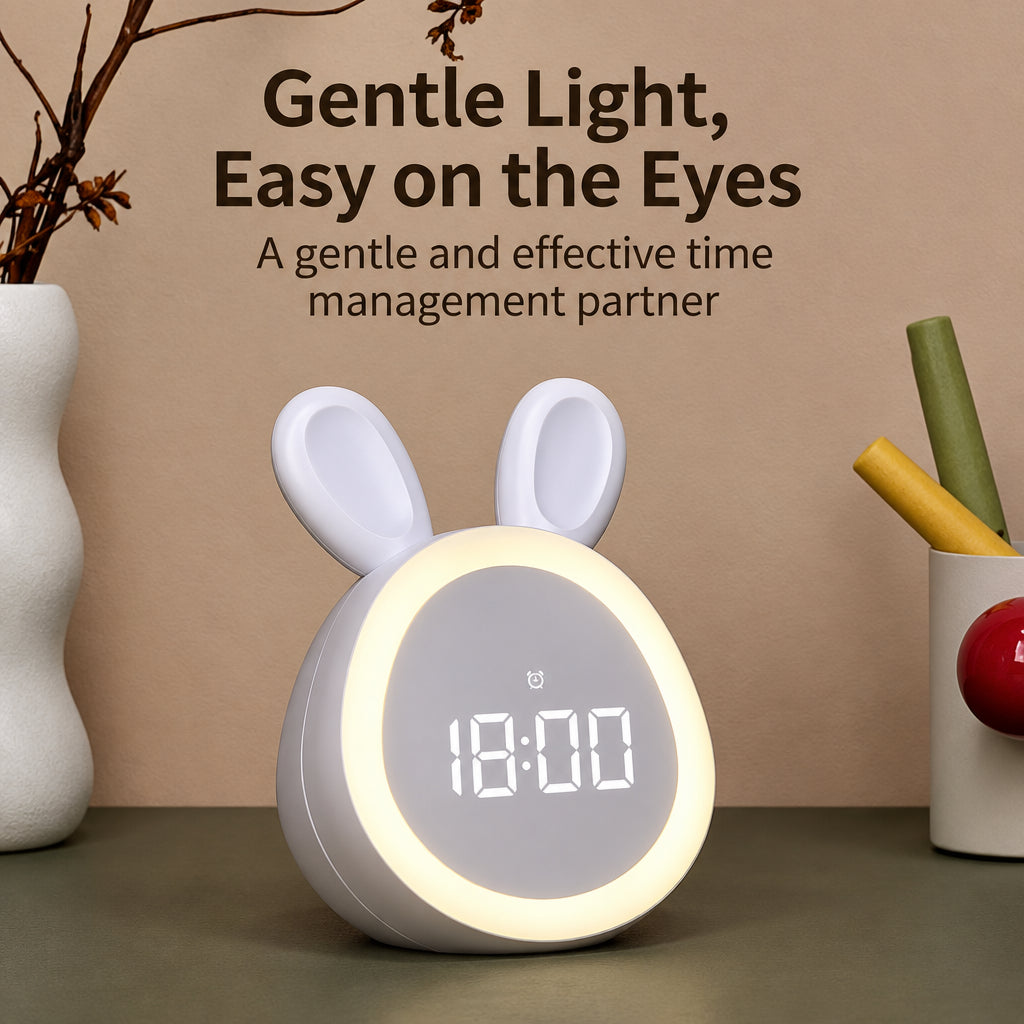 BunnyGlow – Cute & Practical – Digital Kids' Alarm Clock with Night Light