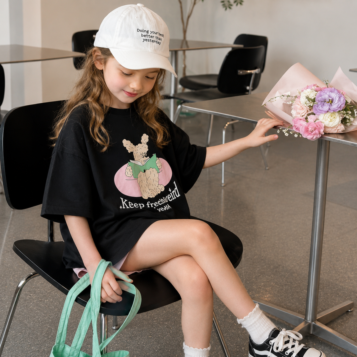 SunnyKids – Comfortable & Cute – Oversized T-shirt with Cartoon Print