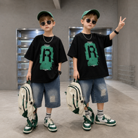 Thumbnail for CoolBoys – Cool & Comfortable – Boys' Outfit with Shirt and Denim Shorts