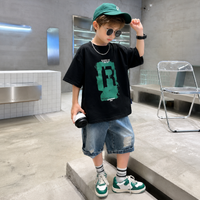 Thumbnail for CoolBoys – Cool & Comfortable – Boys' Outfit with Shirt and Denim Shorts