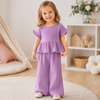 SoftCharm – Elegant & Comfortable – Girls' Set with a Ruffle Top and Long Pants