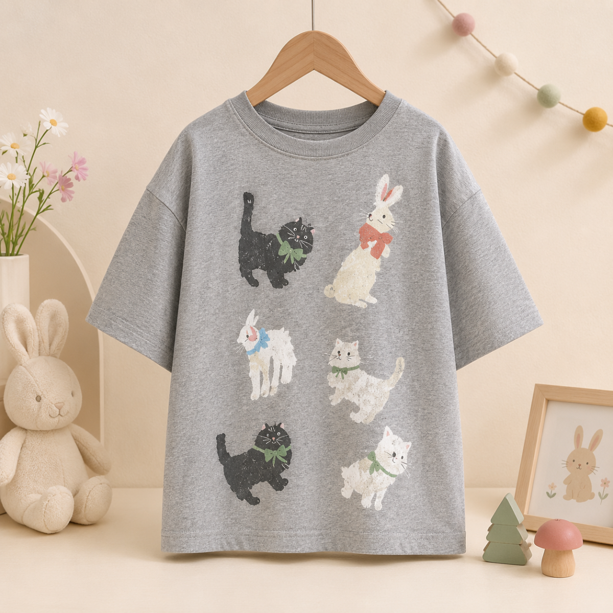 CatFun – Casual & Playful – Cat Print Oversized T-shirt