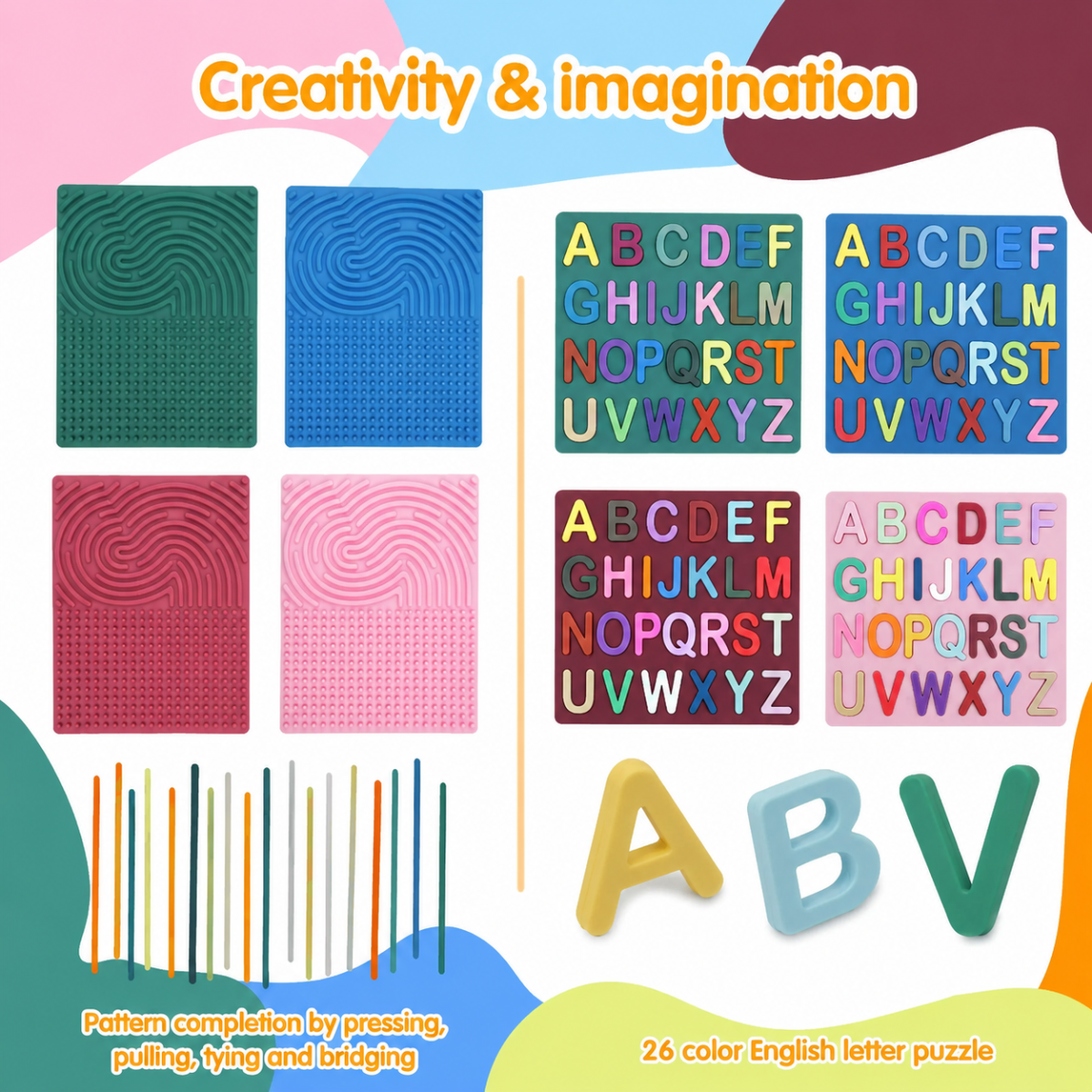 BrainyKids – Educational & Sensory – Silicone Activity Board with Letters