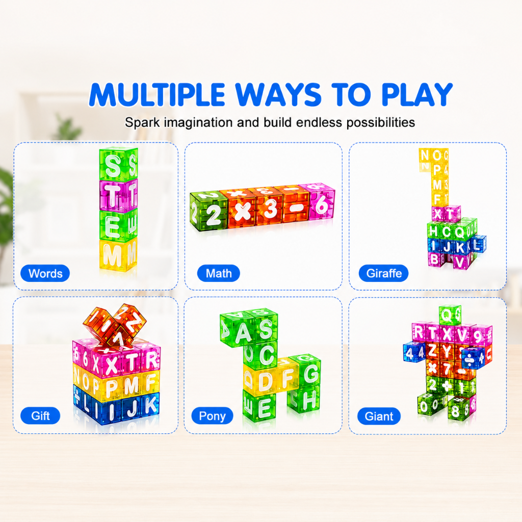 LearnCube – Educational & Interactive – Magnetic Letter and Math Cubes