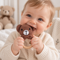 Thumbnail for CuddleRattle – Soft & Playful – Crocheted Baby Rattle with Wooden Ring