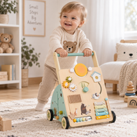 Thumbnail for WoodenSteps – Natural & Educational – Wooden Baby Walker with Play Panels