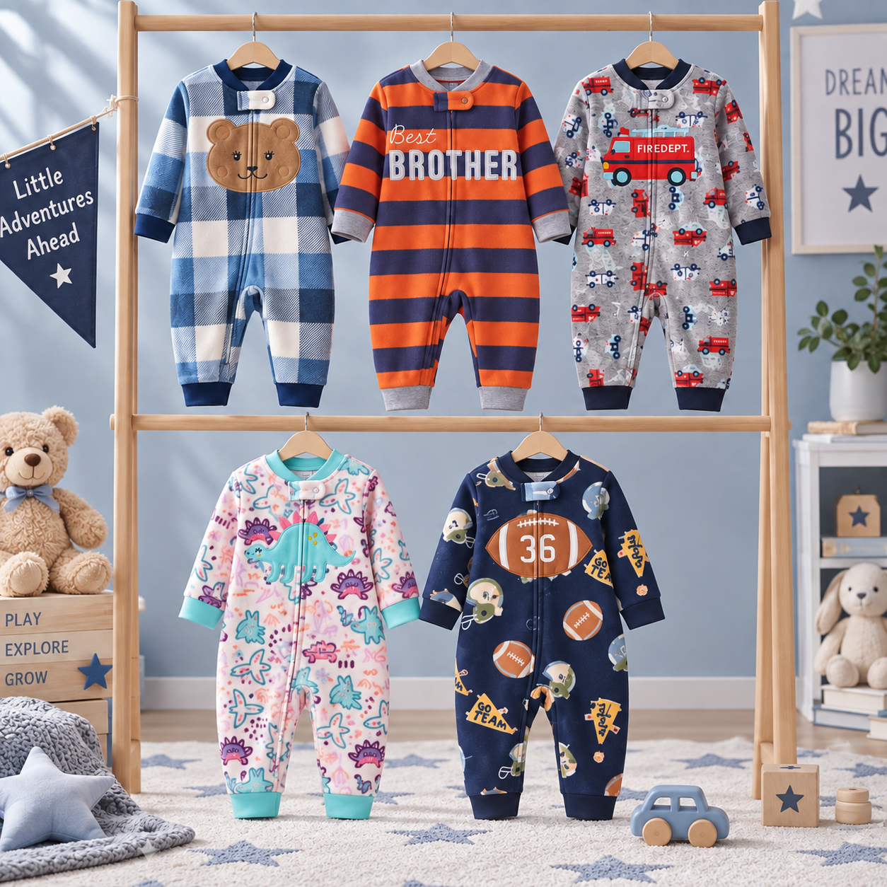 WarmBuddy – Cute & Soft – Fleece Baby Jumpsuit with Cartoon Print
