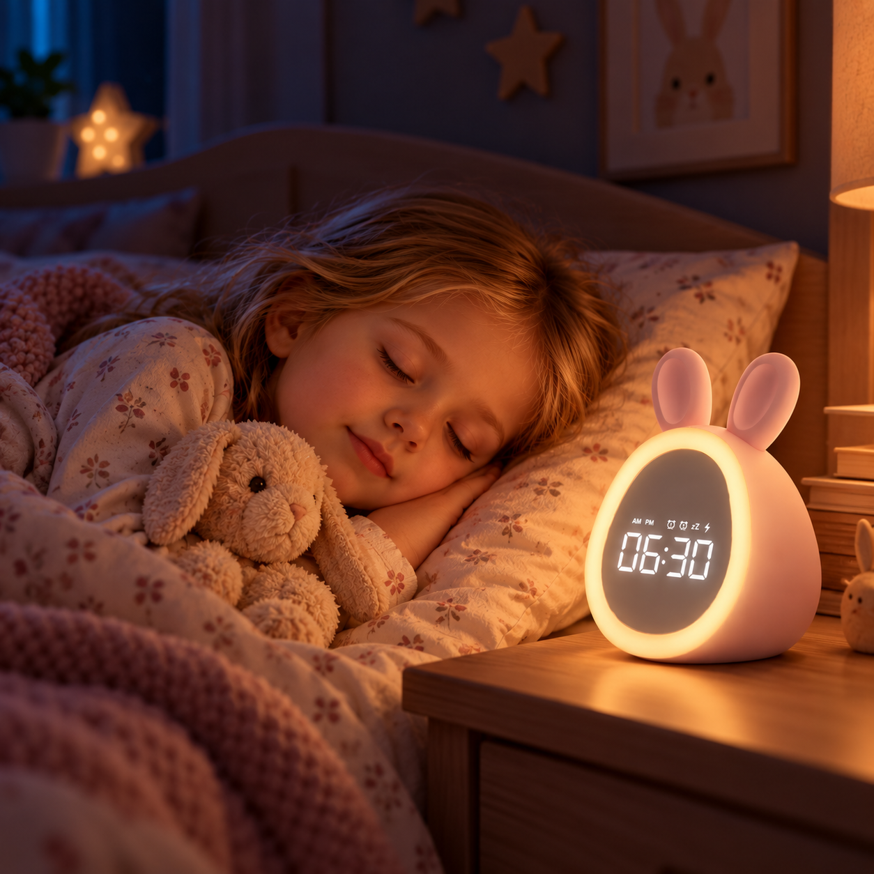 BunnyGlow – Cute & Practical – Digital Kids' Alarm Clock with Night Light