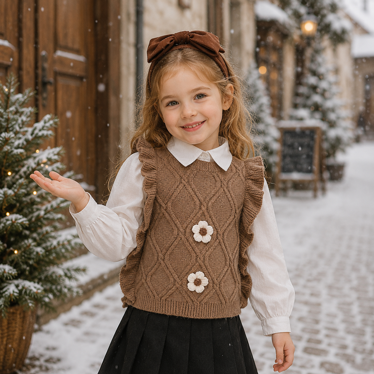 LittlePetal – Cute & Comfortable – Sleeveless Girls' Cardigan with Flowers