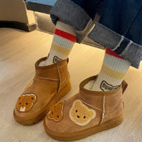 Thumbnail for Mini Fashion - Suede Brown Ankle Boot with Bears