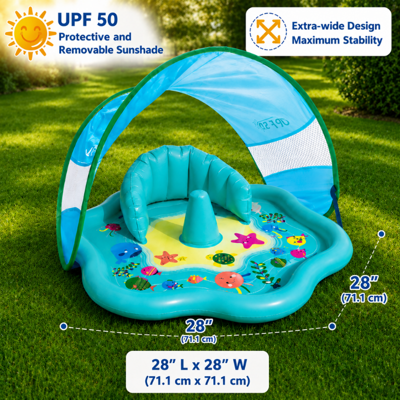 SplashPlay – Safe & Fun – Baby Pool with Sunshade
