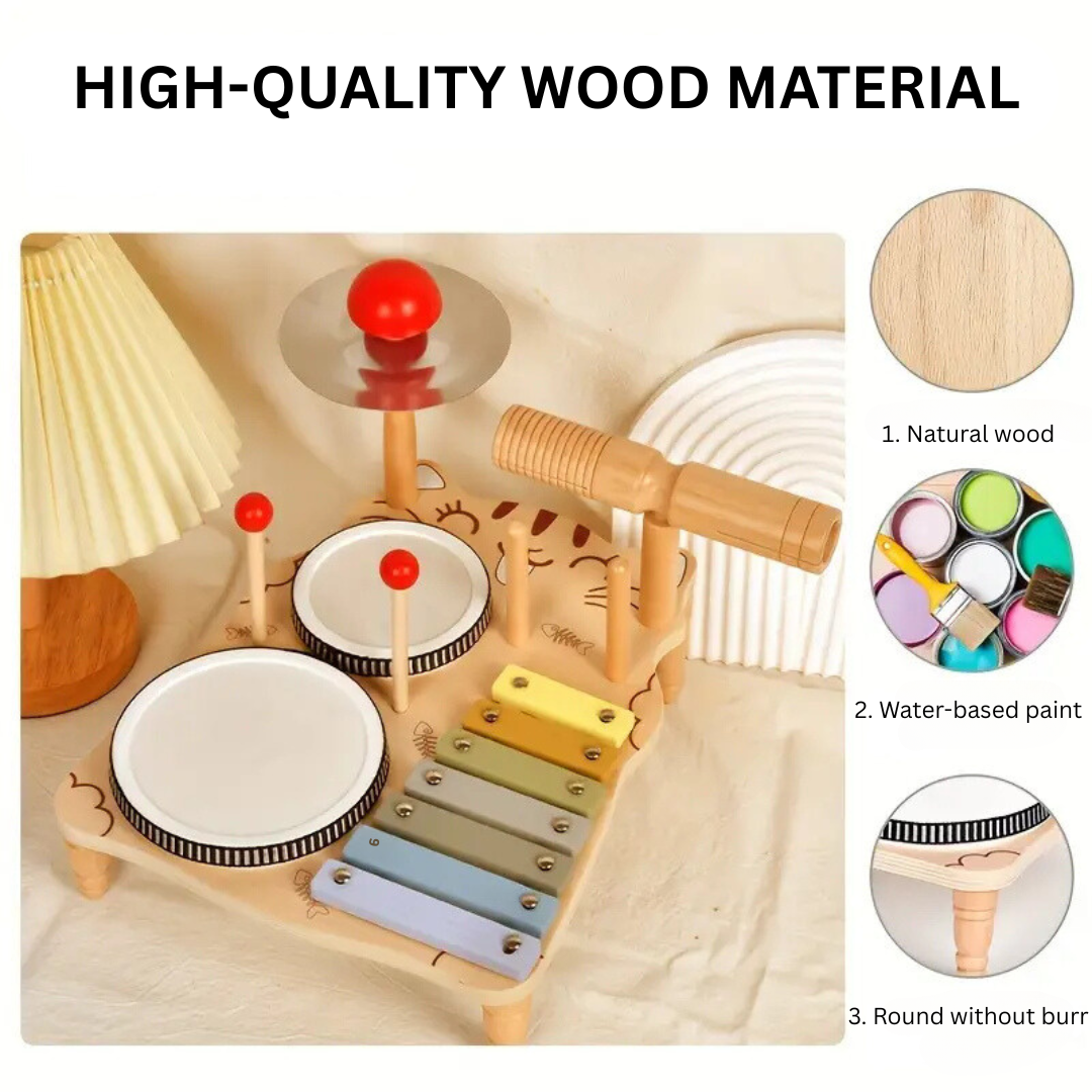 Woods – Musical & Educational – Wooden Drum Set for Toddlers