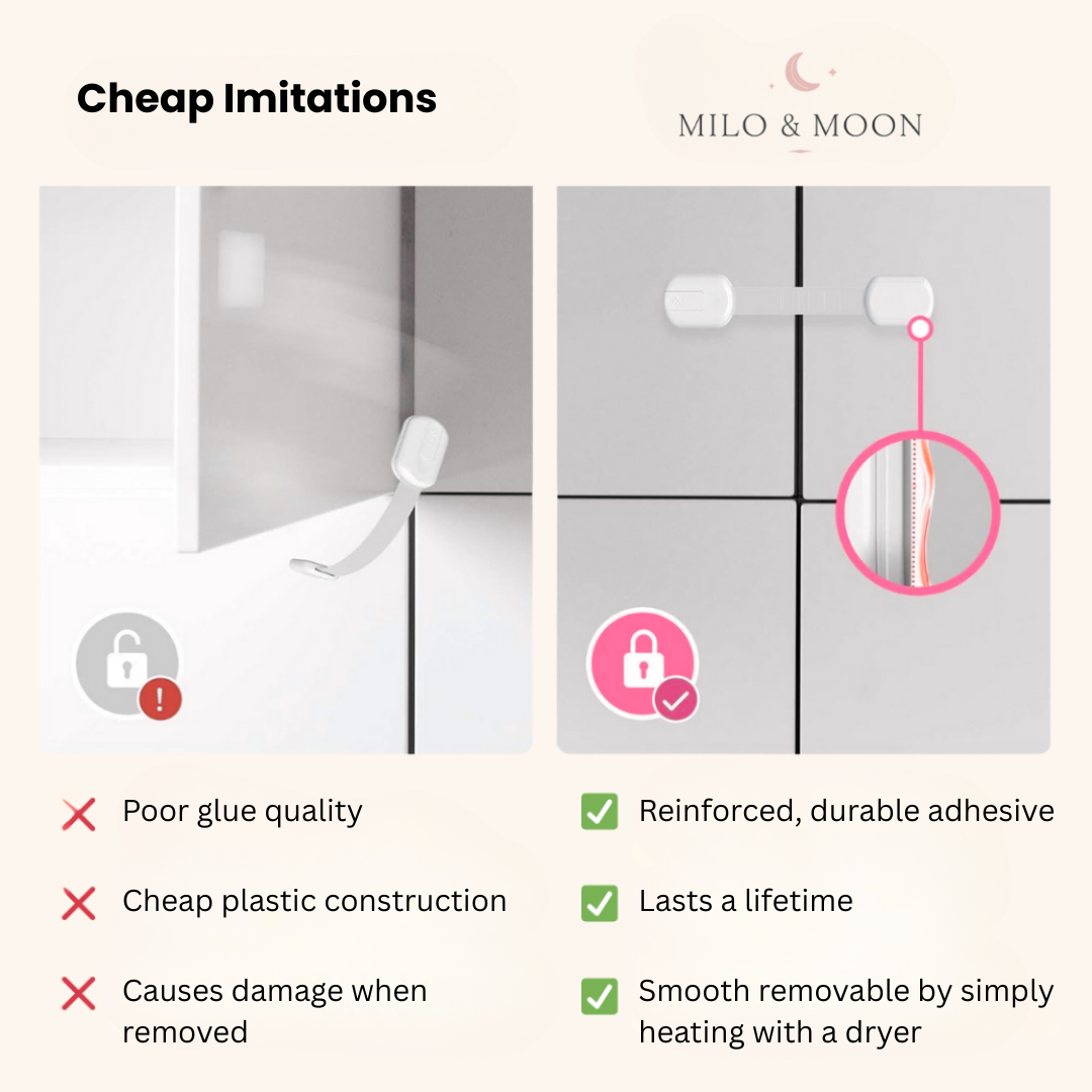 Milo & Moon – Invisible Safety – Childproof Cabinet & Drawer Locks (8 pieces)
