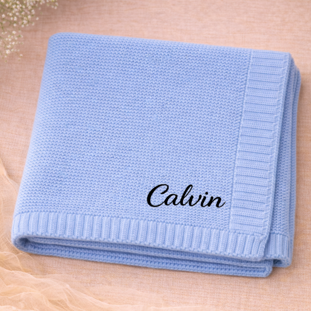 Personalized Baby Blanket – Soft & Unique – Personalized Embroidered Cotton Blanket