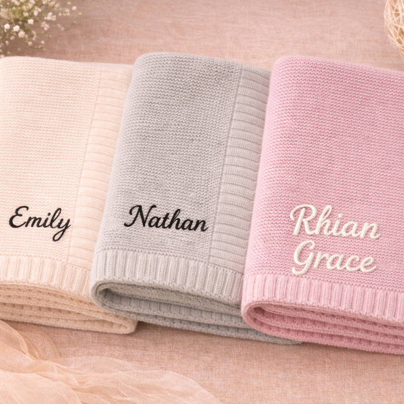 Personalized Baby Blanket – Soft & Unique – Personalized Embroidered Cotton Blanket
