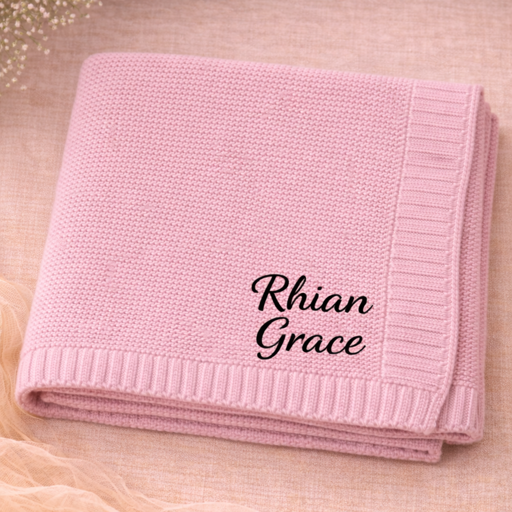 Personalized Baby Blanket – Soft & Unique – Personalized Embroidered Cotton Blanket