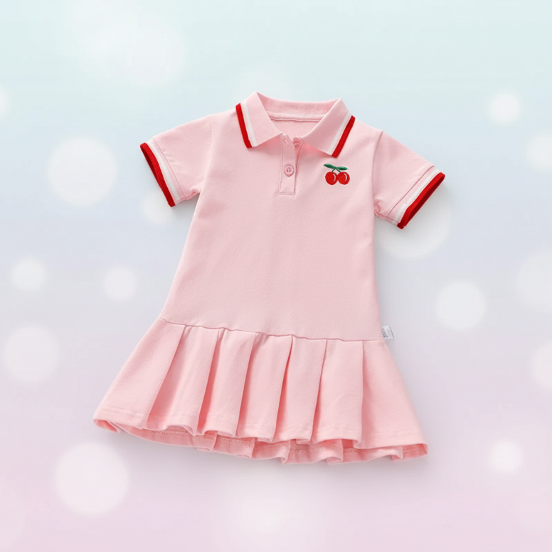 PetitJoy – Comfortable & Stylish – Cherry-Print Polo Dress