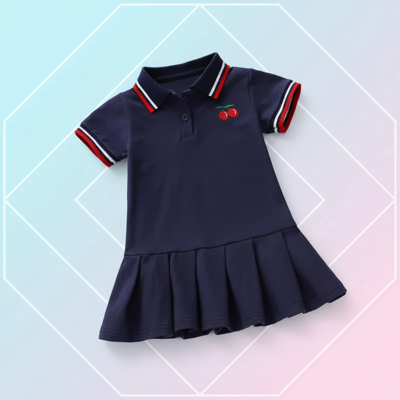 PetitJoy – Comfortable & Stylish – Cherry-Print Polo Dress