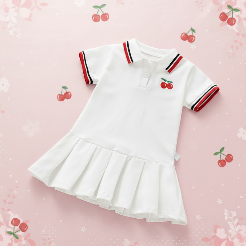 PetitJoy – Comfortable & Stylish – Cherry-Print Polo Dress