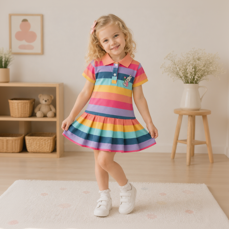 RainbowBabe – Fresh & Colorful – Kids' Polo Dress