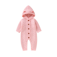 Thumbnail for SoftKnit – Warm & Cute – Knitted Baby Jumpsuit with Hood