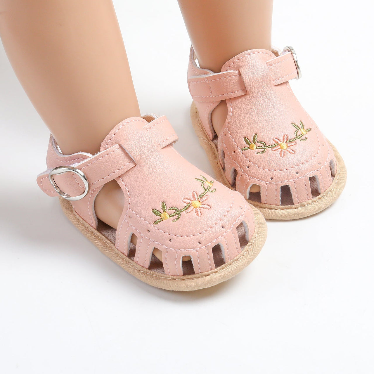 TinyPetals – Comfort & Style – Baby Sandals with Floral Embroidery