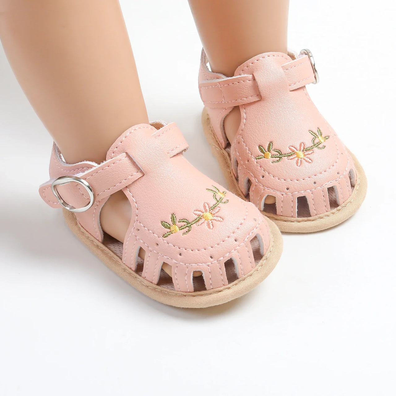 TinyPetals – Comfort & Style – Baby Sandals with Floral Embroidery