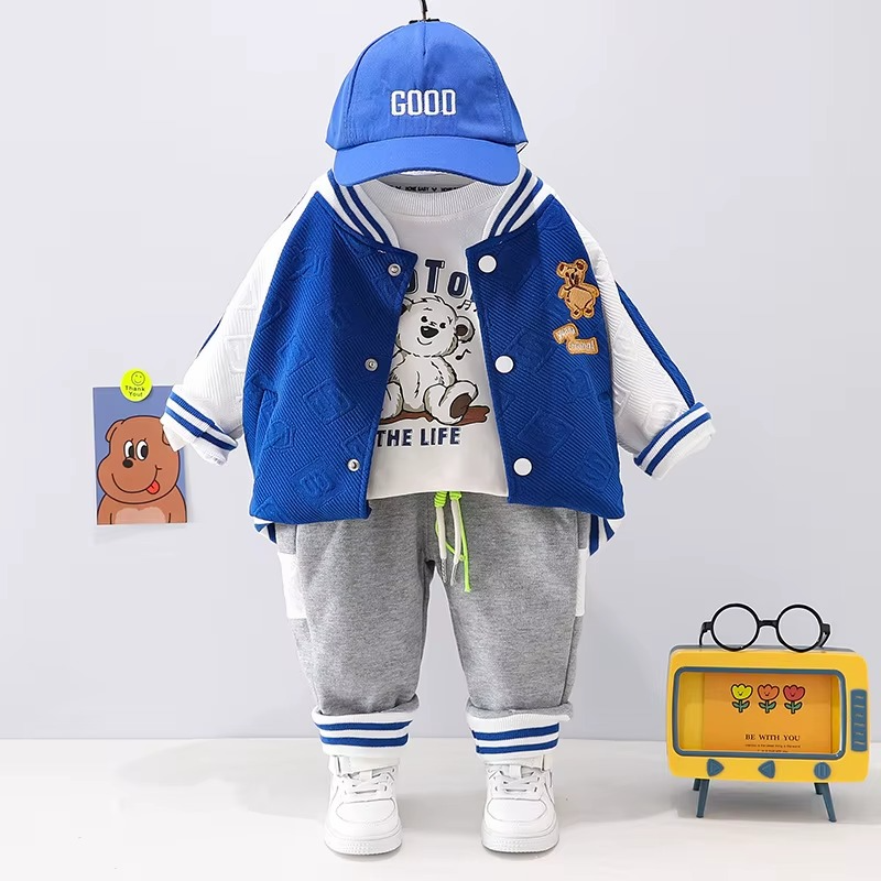 Mini Fashion™ - Toddler & Adventure - 3-Piece Clothing Set Red Baseball Bear