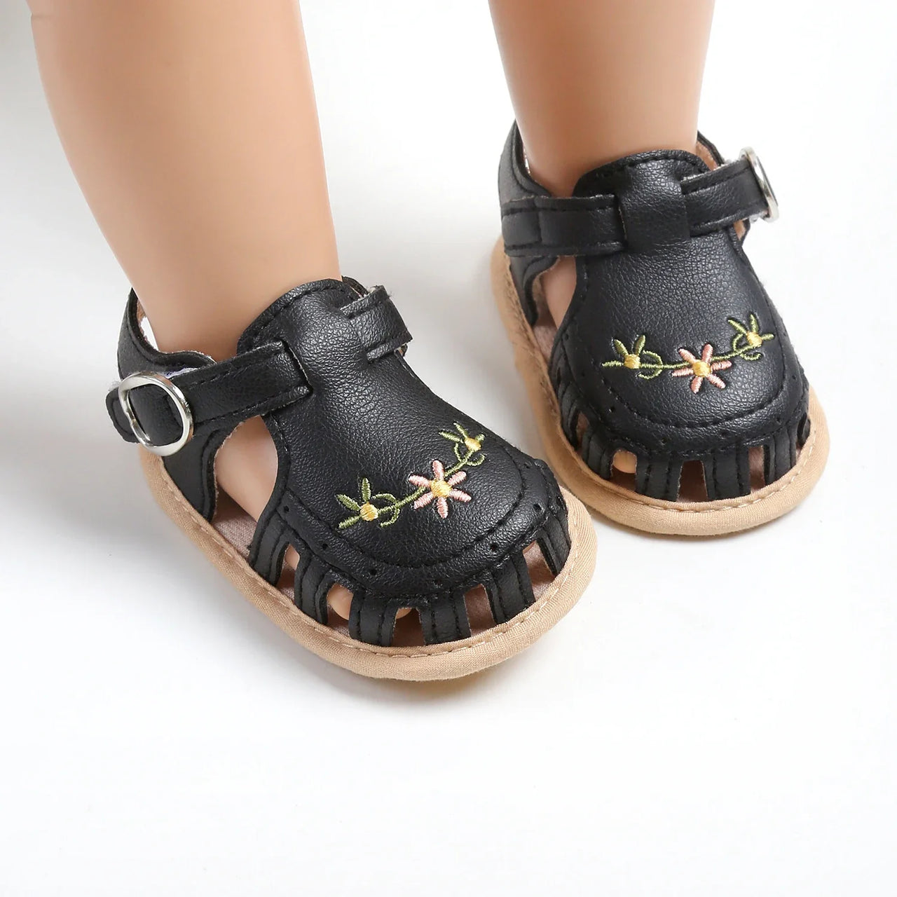 TinyPetals – Comfort & Style – Baby Sandals with Floral Embroidery