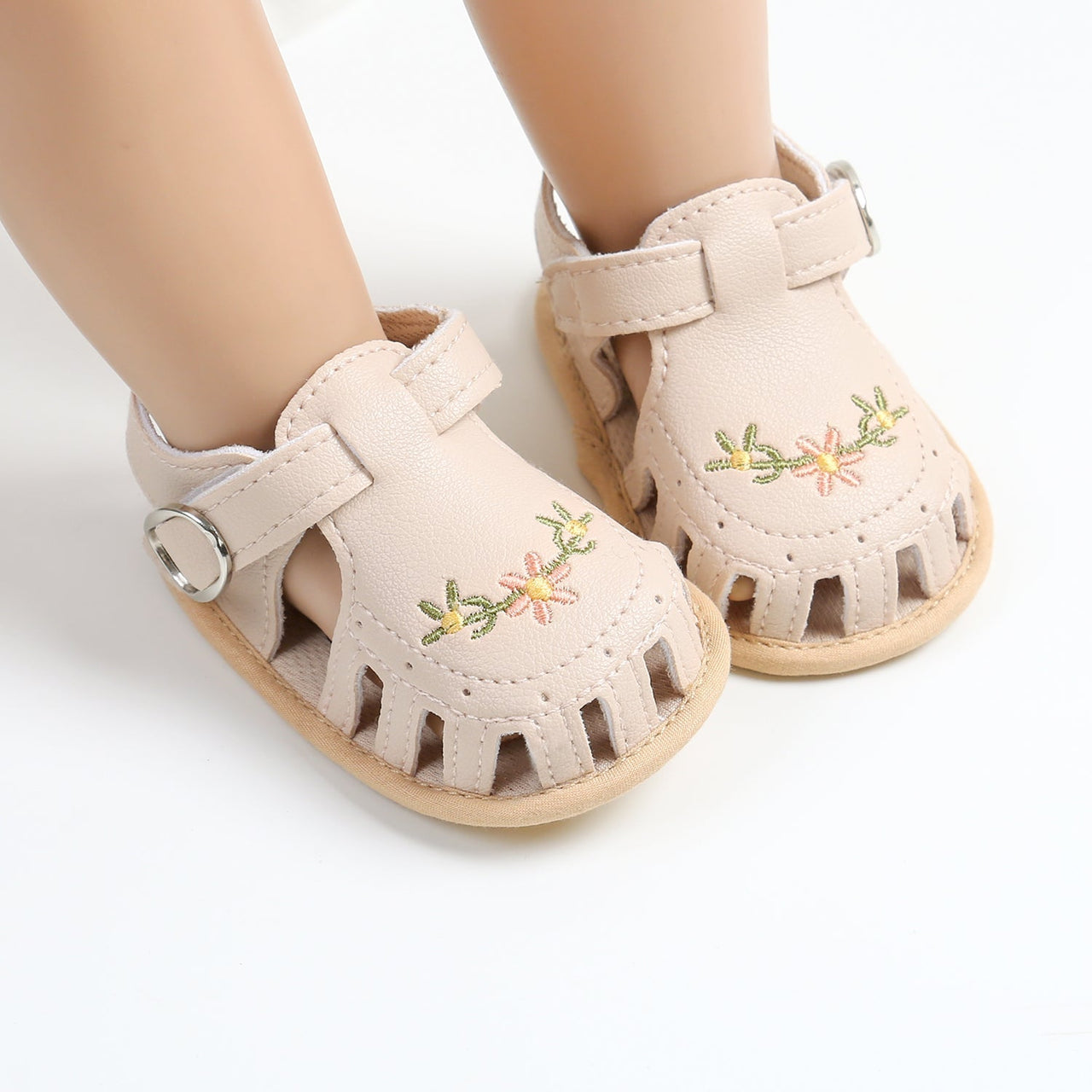 TinyPetals – Comfort & Style – Baby Sandals with Floral Embroidery