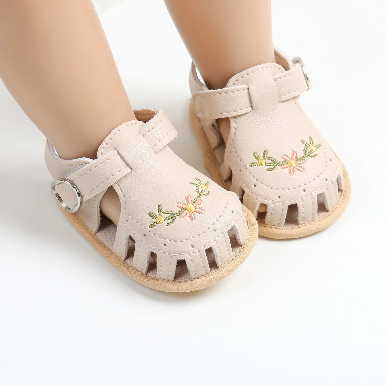 TinyPetals – Comfort & Style – Baby Sandals with Floral Embroidery