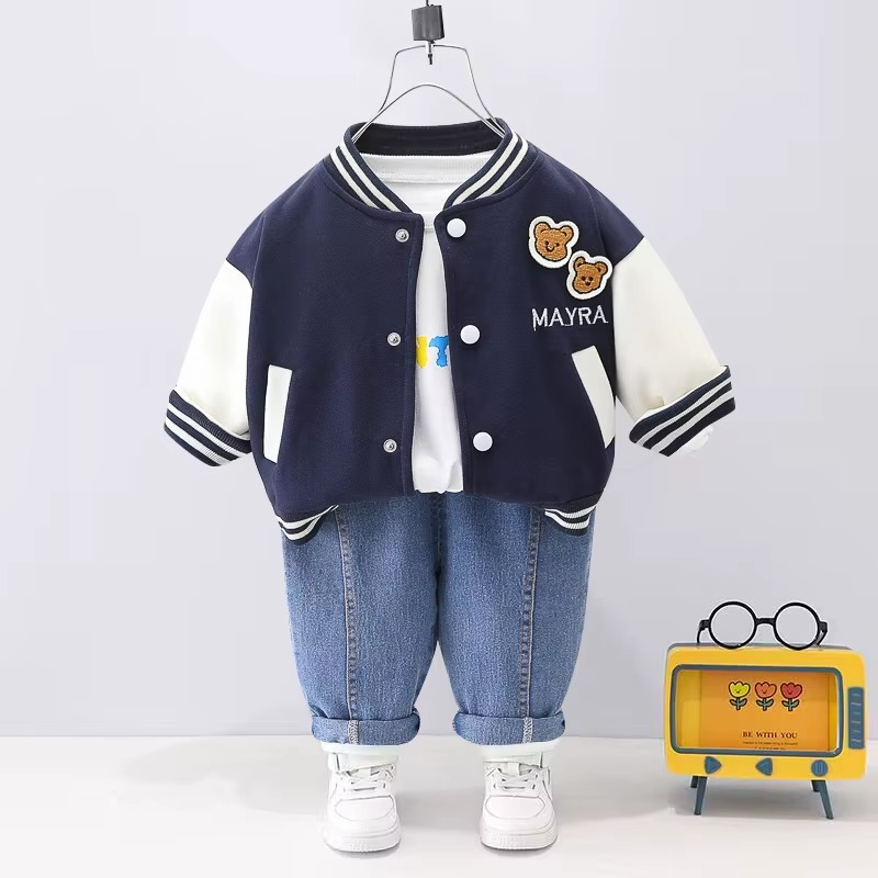 Mini Fashion™ - Toddler & Adventure - 3-Piece Clothing Set Red Baseball Bear