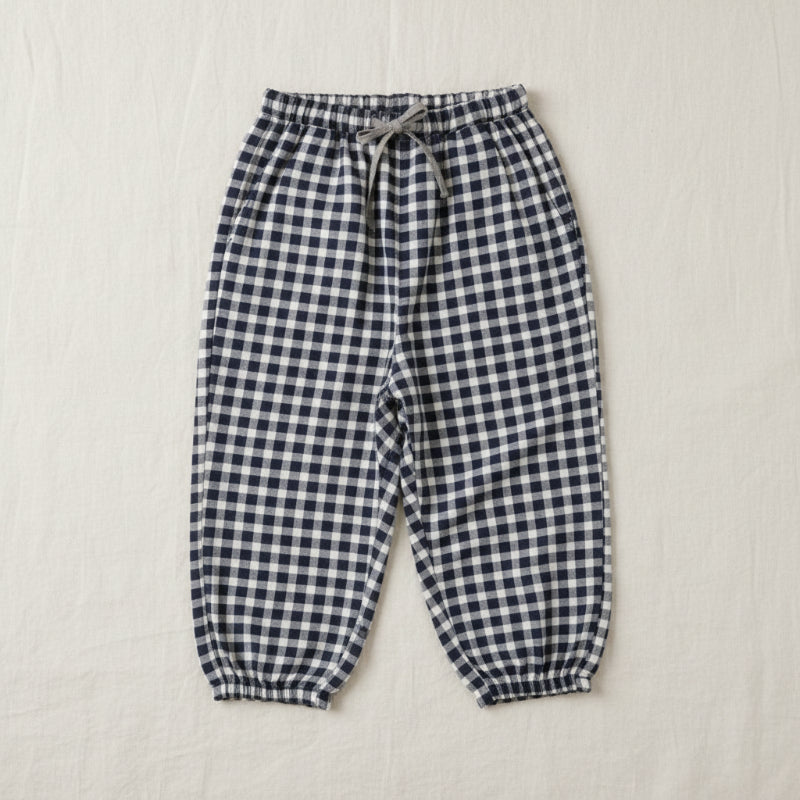 Plaid Cotton Pants – Lightweight & Breathable – Casual balloon/harem-style pants