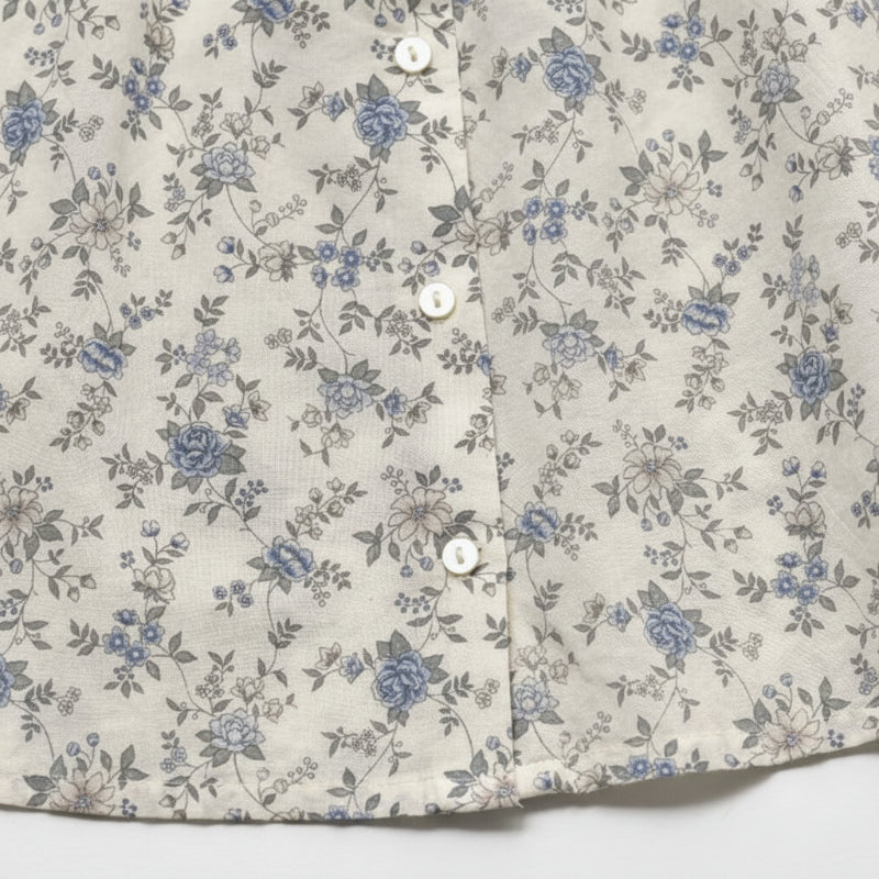 Vine Print Blouse – Light & Cute – Children's Blouse with Puff Sleeves